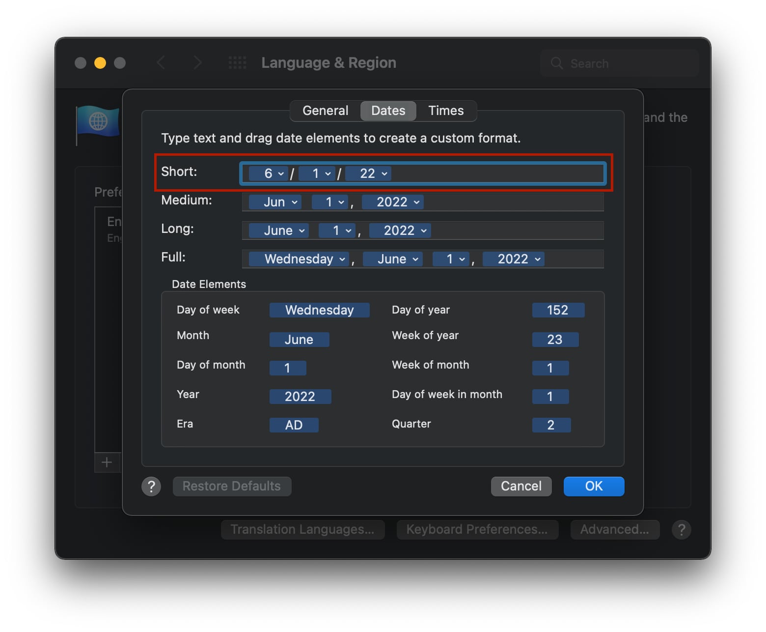 Date Format Settings